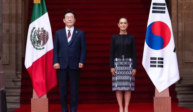 Presidenta Claudia Sheinbaum recibe en Palacio Nacional a su homólogo de la República de Corea, Lee Jae-myung