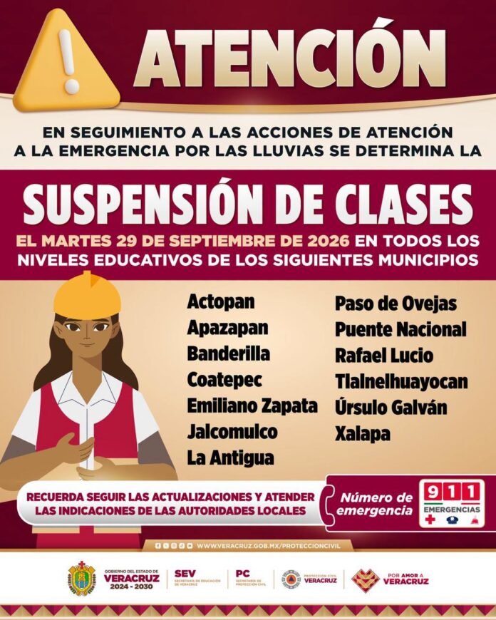 Gobierno del Estado suspende clases en 13 municipios ante las lluvias